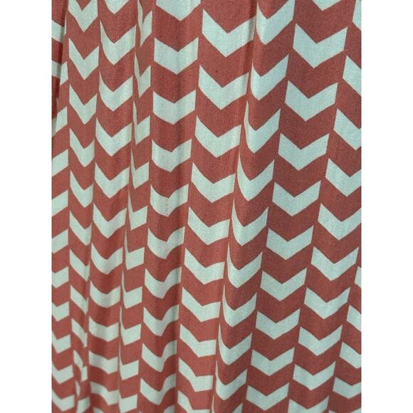 Women’s Summer Dress Orange White Chevron Pattern Slip On Dress Pockets Size (M) - Picture 6 of 16